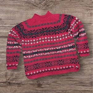 Eddie Bauer Vintage Festive Red and Green Knit Sweater - Size L